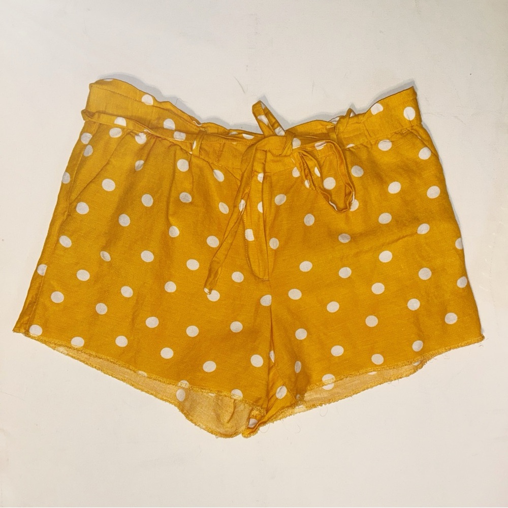 LOFT Linen Blend Yellow Polka Dot  Shorts